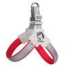 A gray and red reflective mesh pet harness for dog and cat walking.