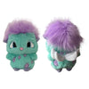 A pair of cute bibble plush toys featuring soft green and purple fur with white accents.