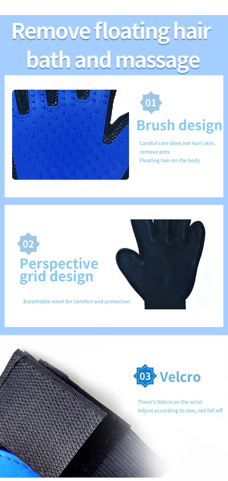 Gants de toilettage en silicone pour animaux