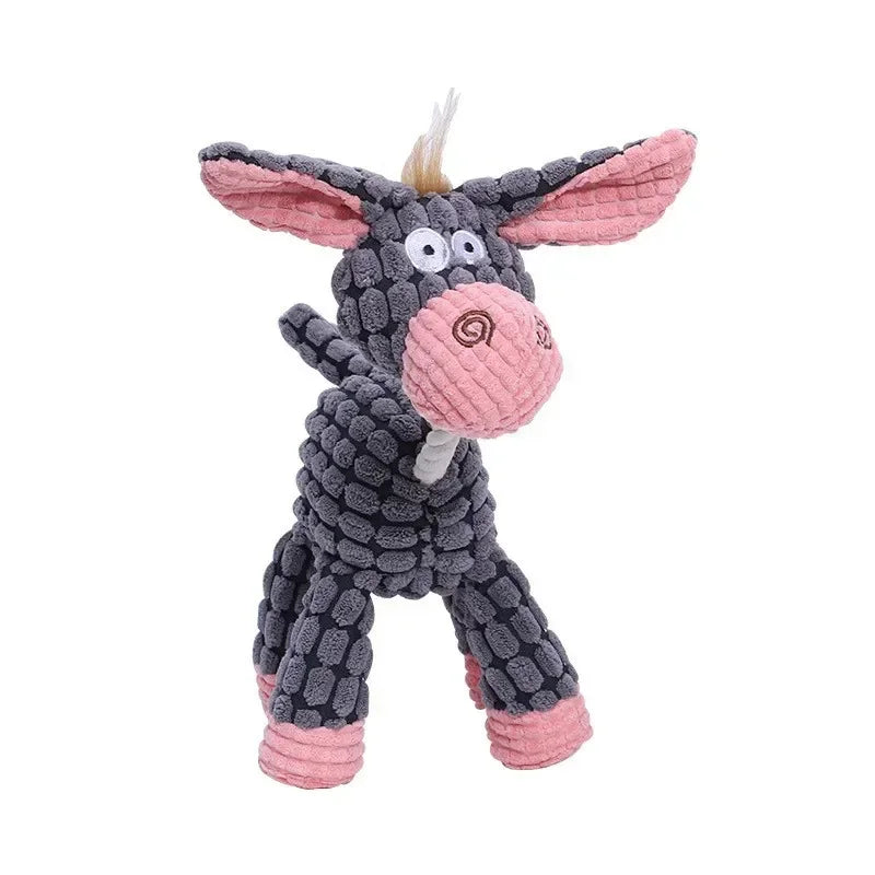 Corduroy Squeaky Plush Dog Toy - Bite-Resistant Animal Shapes