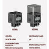 Black gray lithium battery LCD screen version of an automatic fish feeder with 120ML and 320ML storage capacity