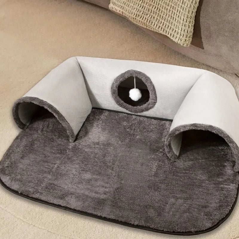 U-Shaped Tunnel Cat Bed with Removable Washable Cover