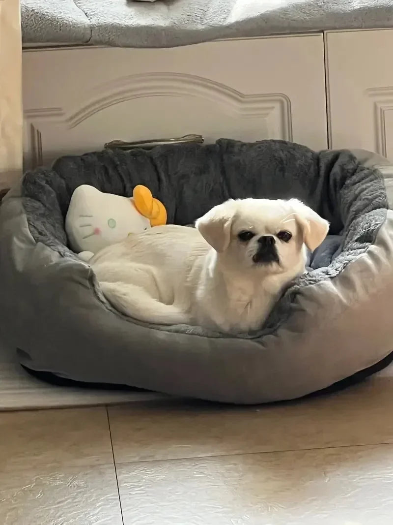 Cozy Plush Dog Bed with Soft Cotton Cover