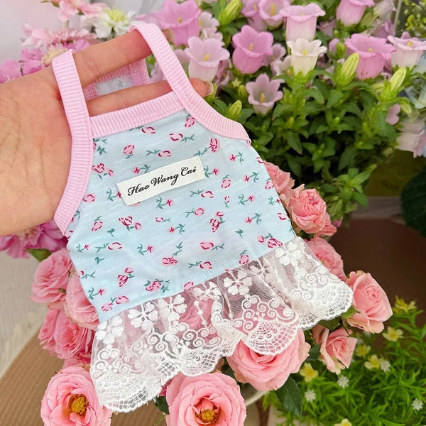 Floral Print Dog Dress, Summer Thin Lace Pet Dress