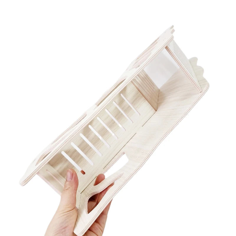 Hamster Wooden Hideout Cave with Peekaboo Design