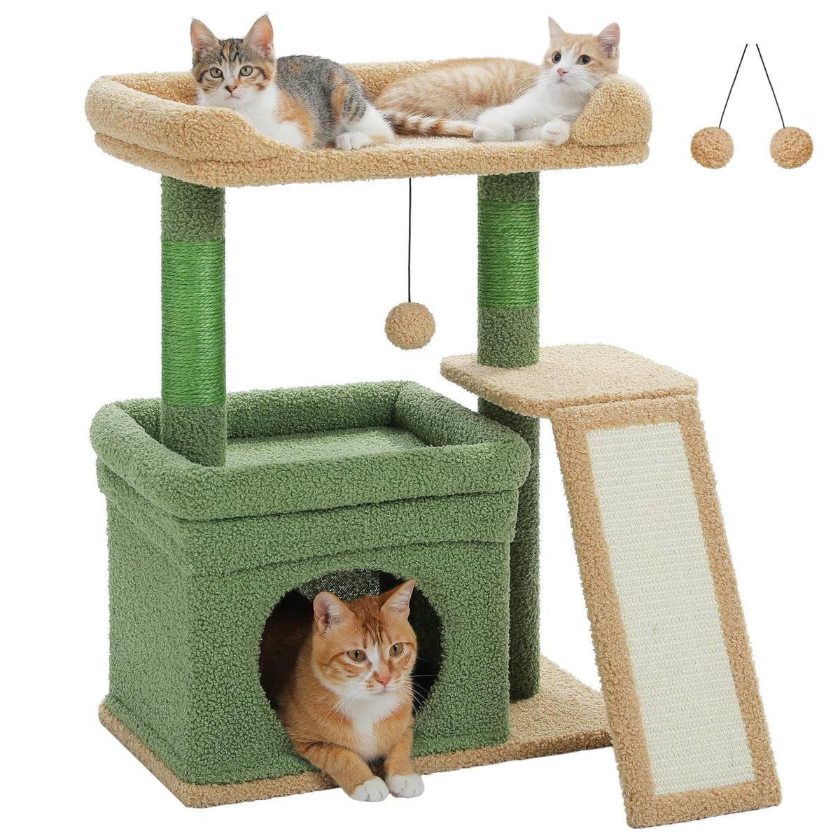 Compact Cat Tree Tower with Sisal Scratching Posts and Cozy Perches