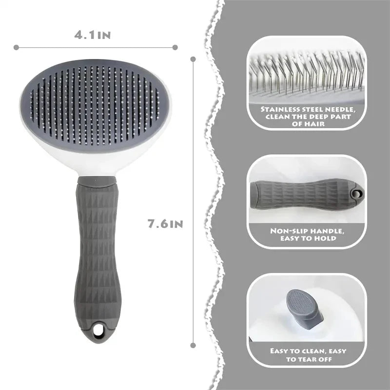 Brosse Anti-Dérapante Auto-Nettoyante pour Animaux