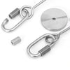 Stainless steel bird feeder fork with a circular plate and a hinged clamp.
