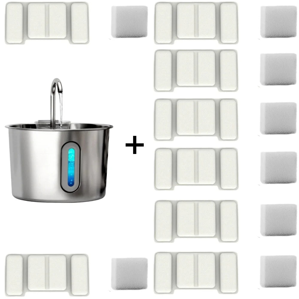 Fontaine à eau automatique en acier inoxydable avec plusieurs modules d'alimentation et un bol principal