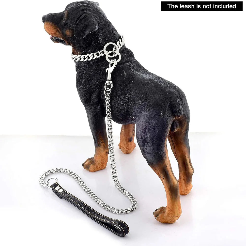 Polished Stainless Steel Slip Chain Dog Collar for Training and Walking