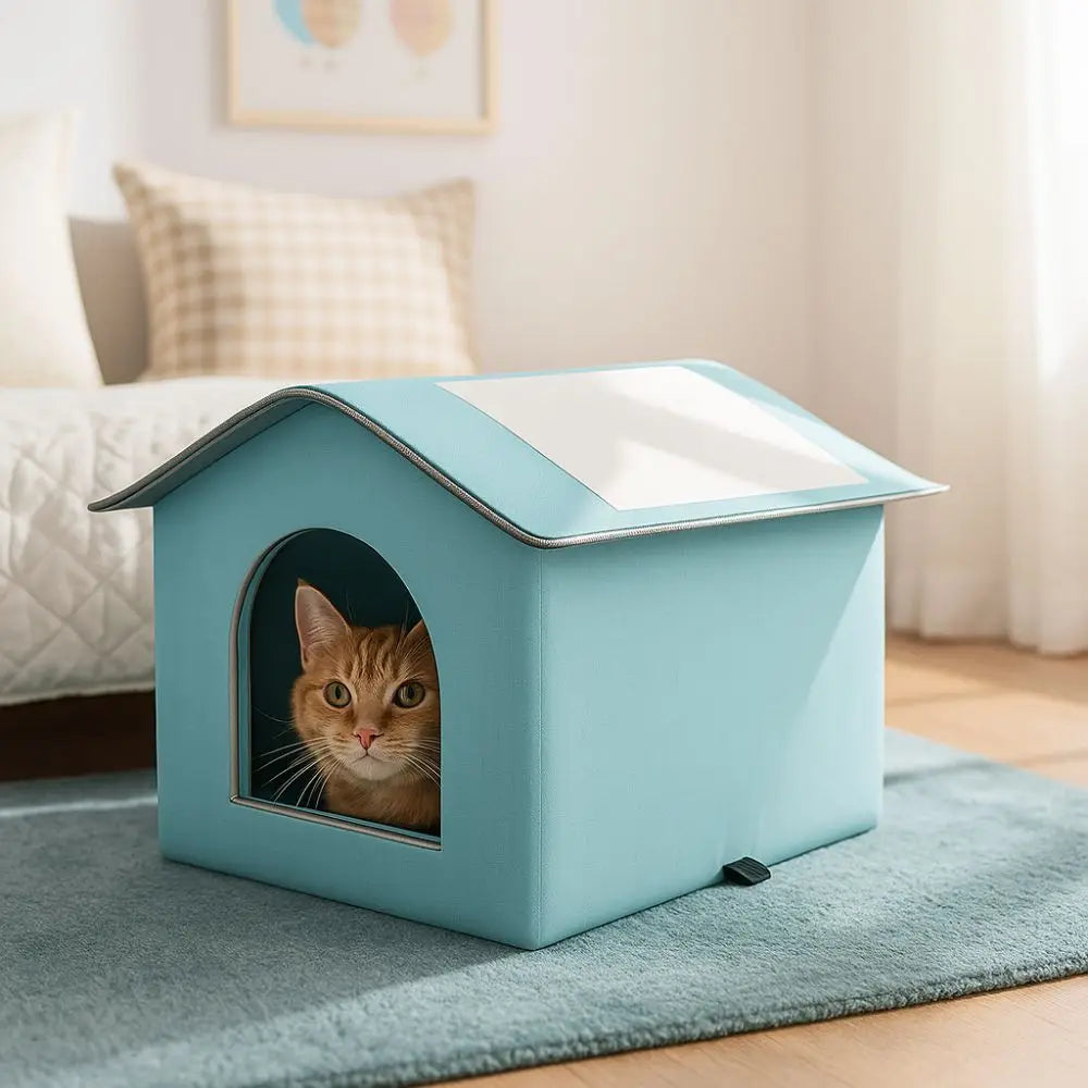 Foldable Waterproof Insulated Cat House with Thermal Lining