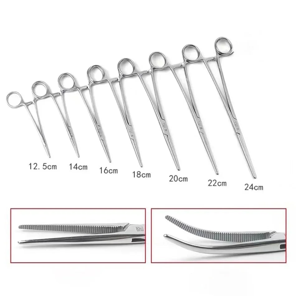 Stainless Steel Locking Hemostatic Forceps with Serrated Jaws