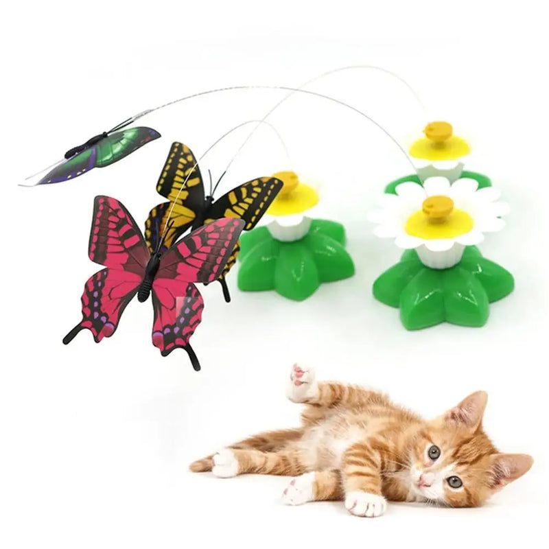 Jouet pour chat électrique rotatif en forme de papillon