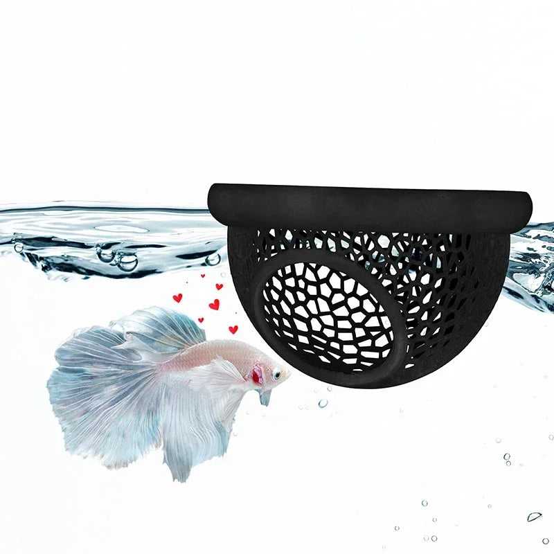 3-in-1 Floating Cave, Hammock, and Feeding Ring for Betta Fish and Shrimp