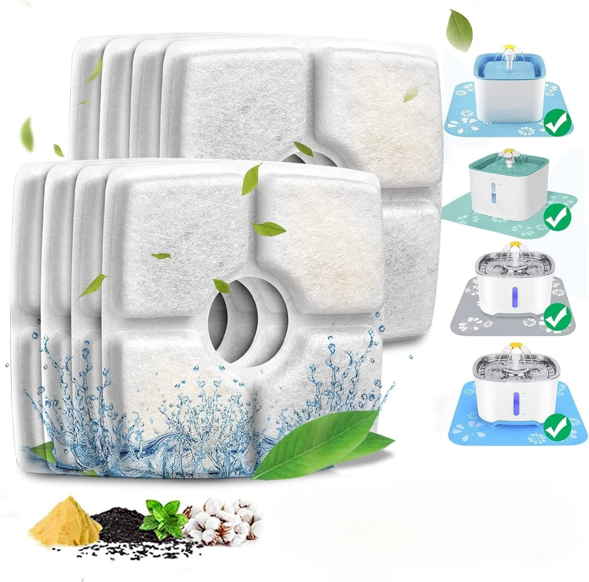 Cat Water Fountain Replacement Filters with Activated Carbon – 3-Layer Filtration for Clean, Fresh Water