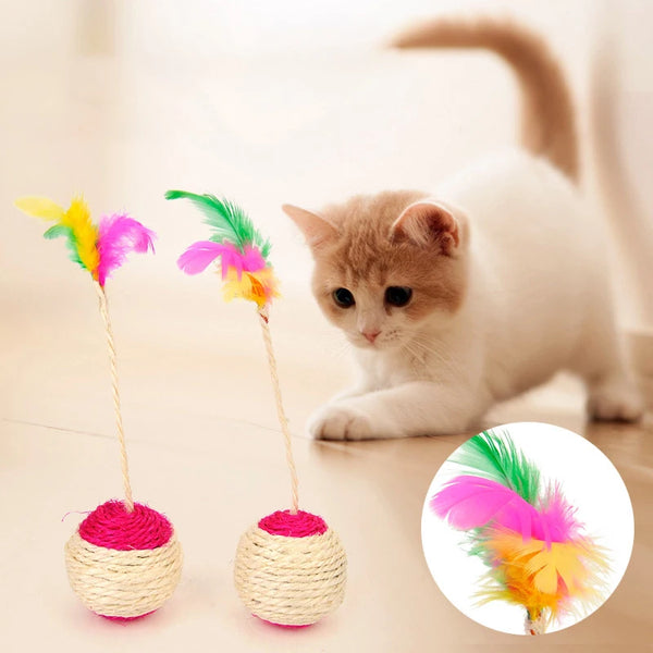 Interaktiver Sisal- & Feder-Katzenball