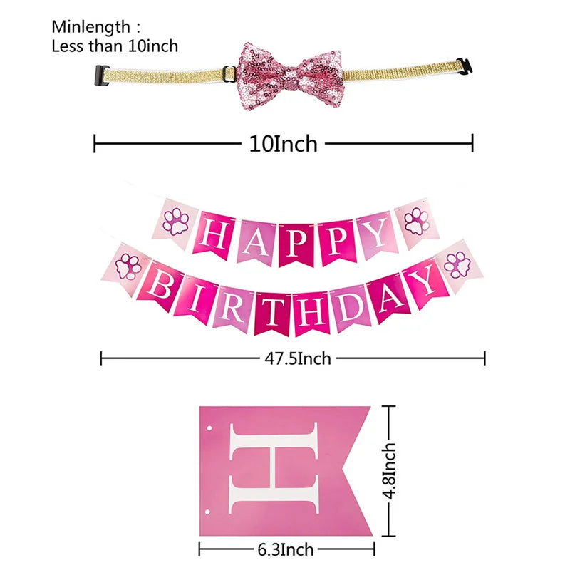 Pet Birthday Celebration Set with Hat Bandana and Bow Tie