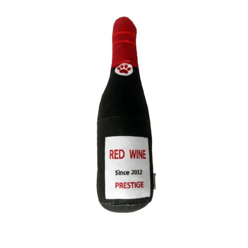 Whimsical Wine Bottle Dog Toy with Squeaker