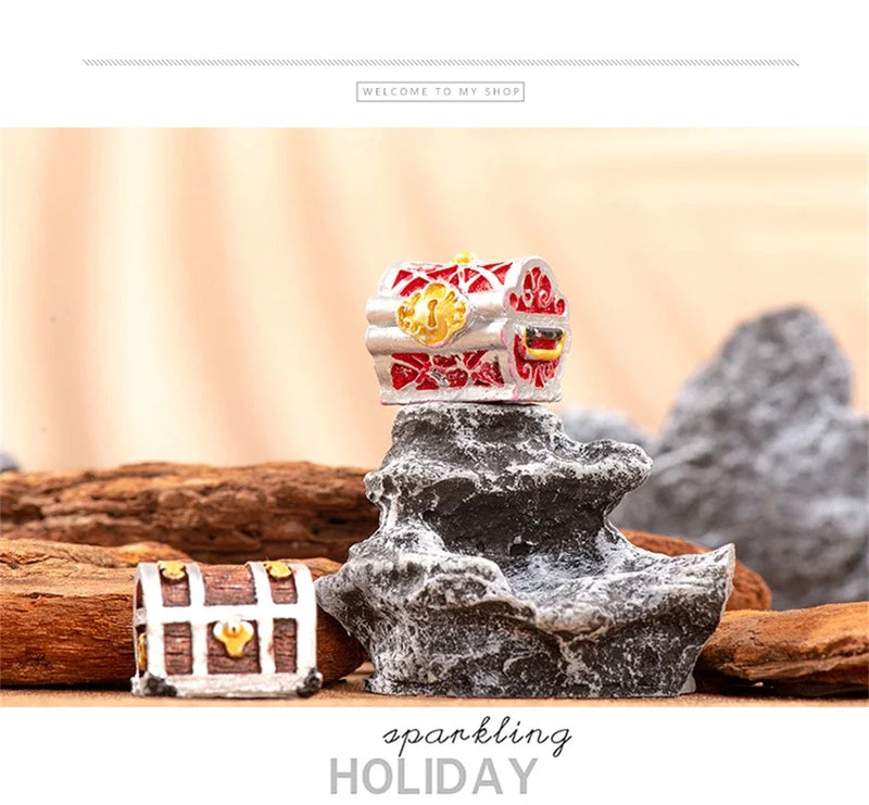 Mini Aquarium Treasure Chest Resin Ornament