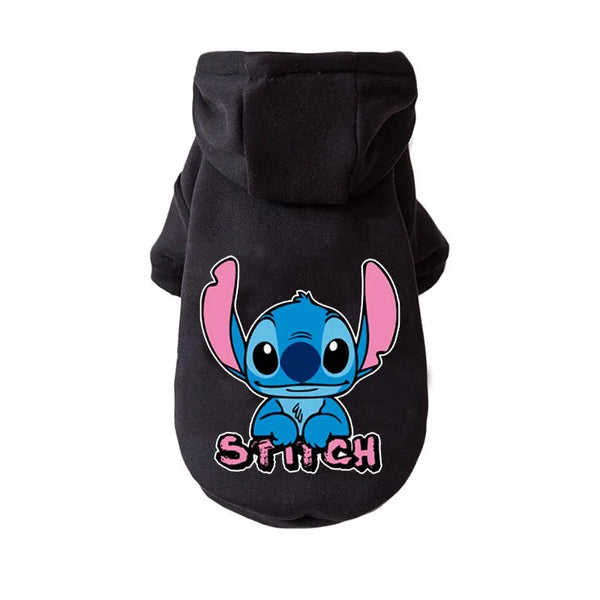 Black hoodie featuring a Stitch graphic on the front
