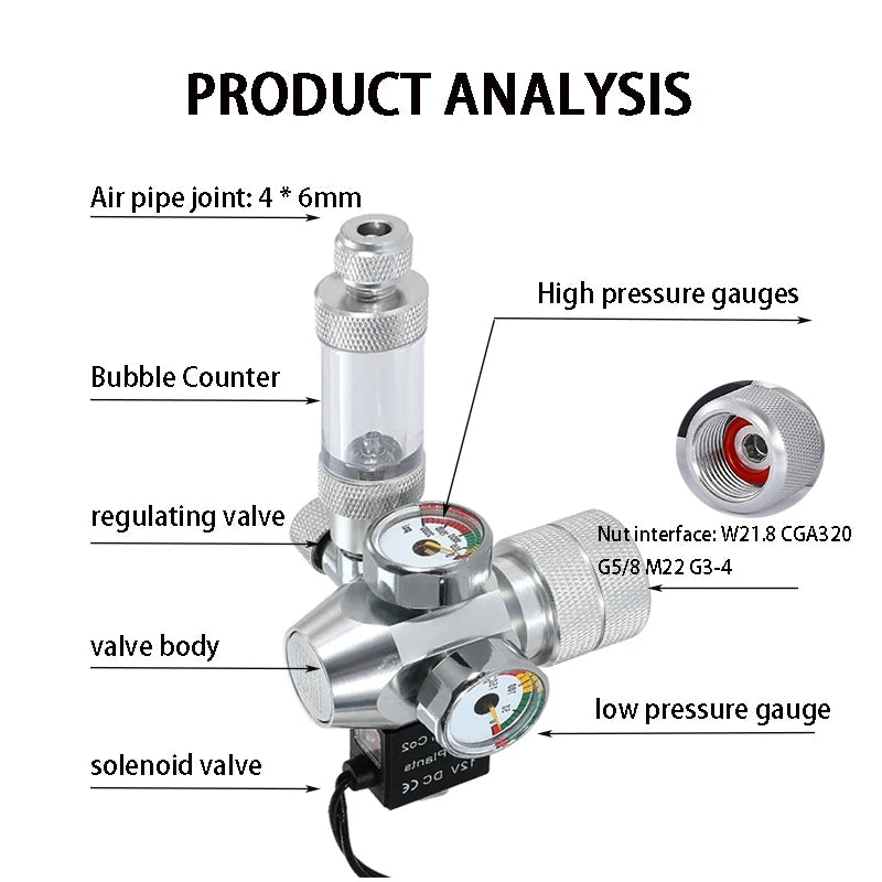 Digitaler CO2-Regulator für Aquarien mit Magnetventil und Blasenzähler