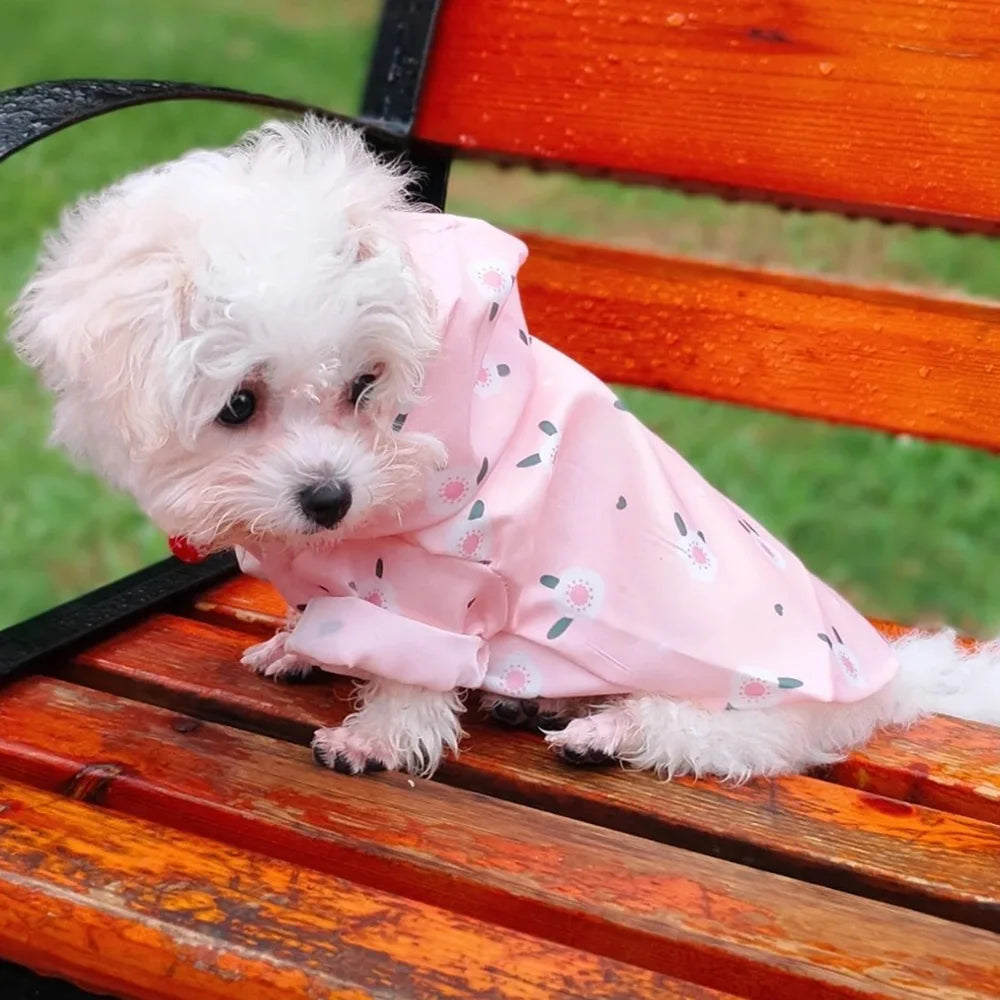Cartoon Printed Waterproof Dog Raincoat