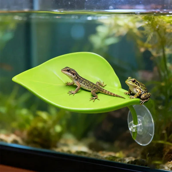 Reptile Basking Leaf Platform with Suction Cup