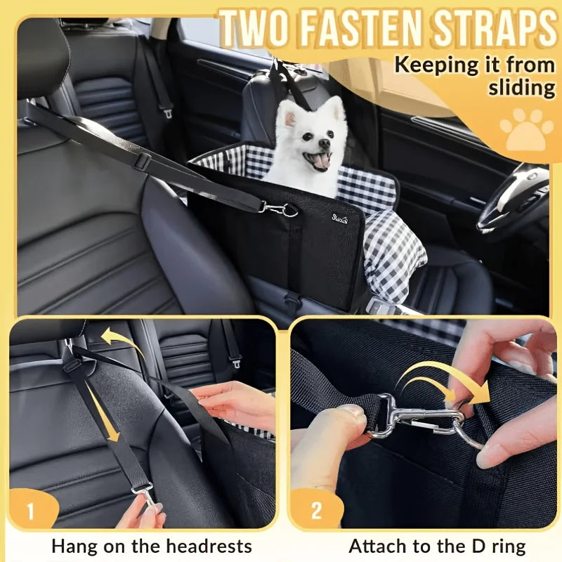 Foldable Dog Car Seat Booster with Anti-Slip Base