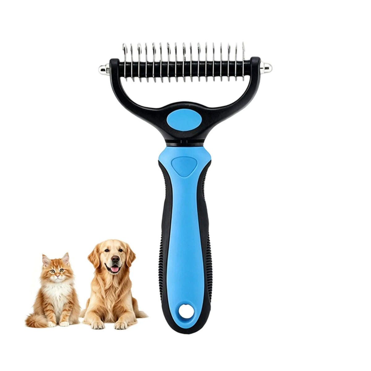 Dematting Comb for Dogs and Cats – Undercoat Rake for Long Hair, Tangles & Loose Fur