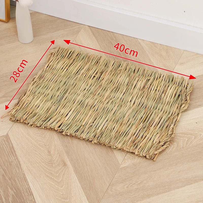 Handwoven Natural Straw Rabbit Grass Mat for Small Pets