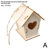 Unfinished Wooden Bird House Kit with Hemp Rope for DIY Painting