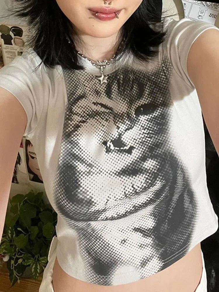 Top Crop con Estampado Animal