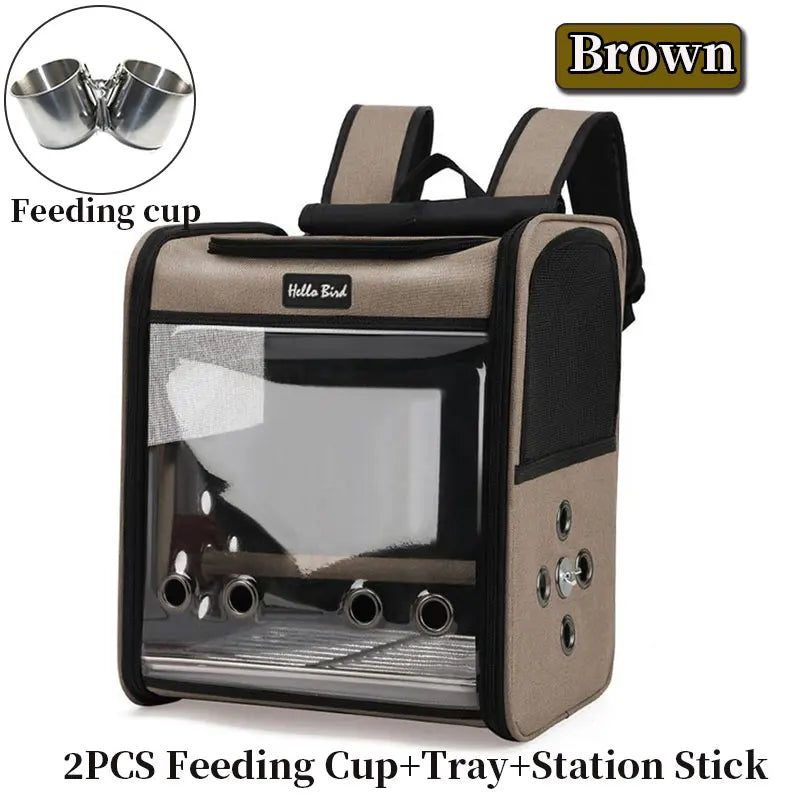 Breathable Bird Travel Backpack Carrier with Perch