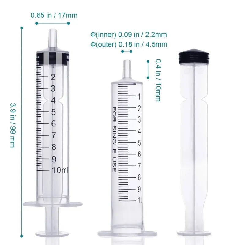 10ml Plastic Syringe for Liquid Measurement & Dispensing (Pack of 10)