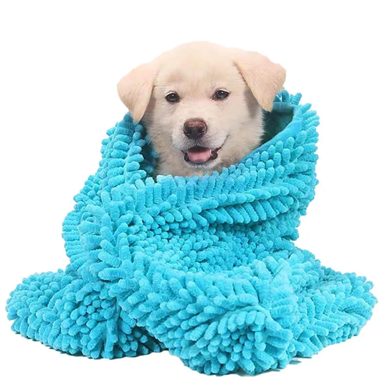 Ultra-Absorbent Chenille Pet Bath Towel with Massage Effect
