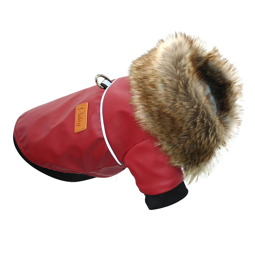 Classic PU Leather Dog Jacket for Small and Medium Breeds