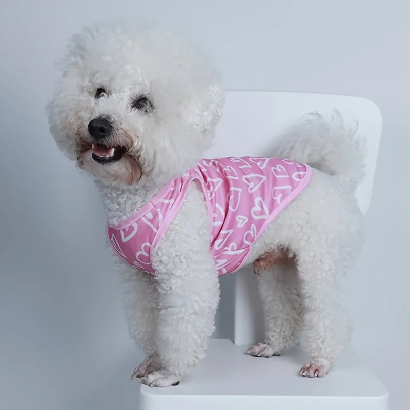 Breathable Heart-Print Pet Vest for Dogs & Cats