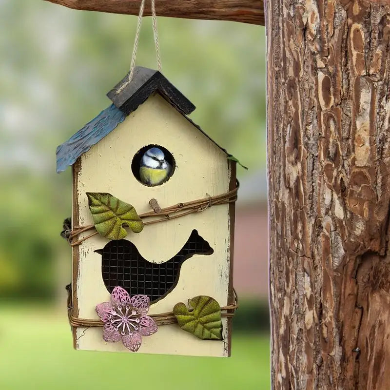Handcrafted Wooden Hanging Birdhouse for Garden Decor