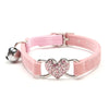 Heart-Shaped Velvet Cat Collar with Bell