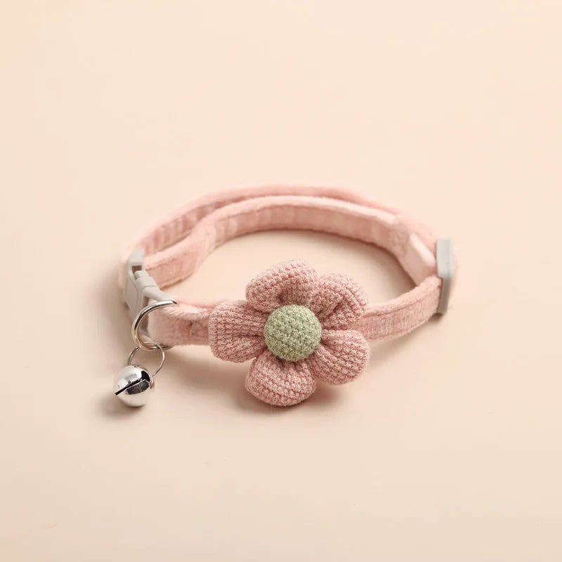 Cat Collar with Flower Bell - Adjustable Buckle
