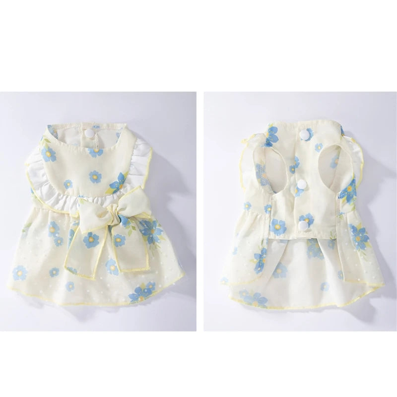 Princess Mesh Dog Dress with Bow Lace Trim