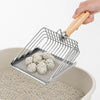Stainless Steel Cat Litter Scoop with Wooden Handle and Fine Mesh Sifter