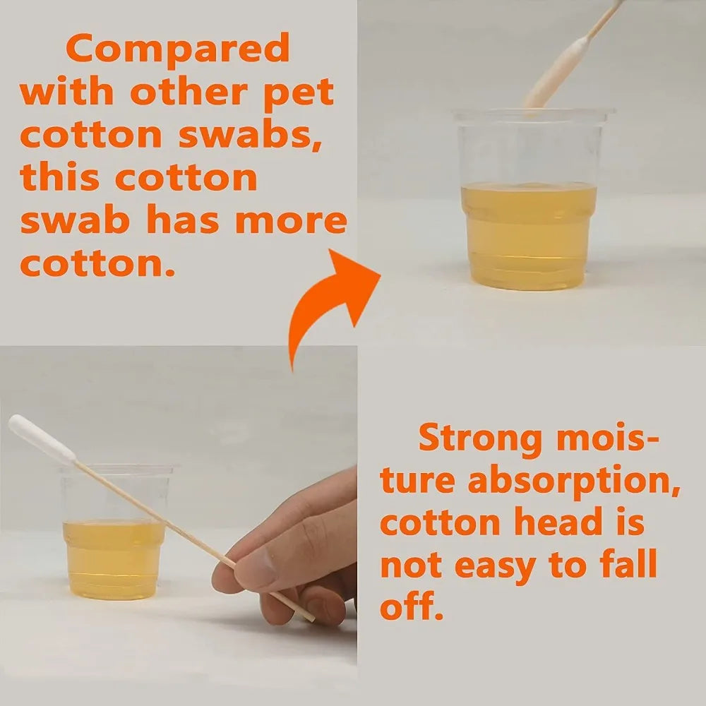 Extra-Long Double-Tipped Cotton Swabs for Pet Ear Care