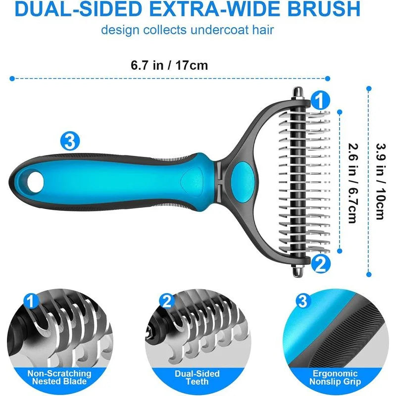 2-in-1 Pet Deshedding Brush for Dogs and Cats