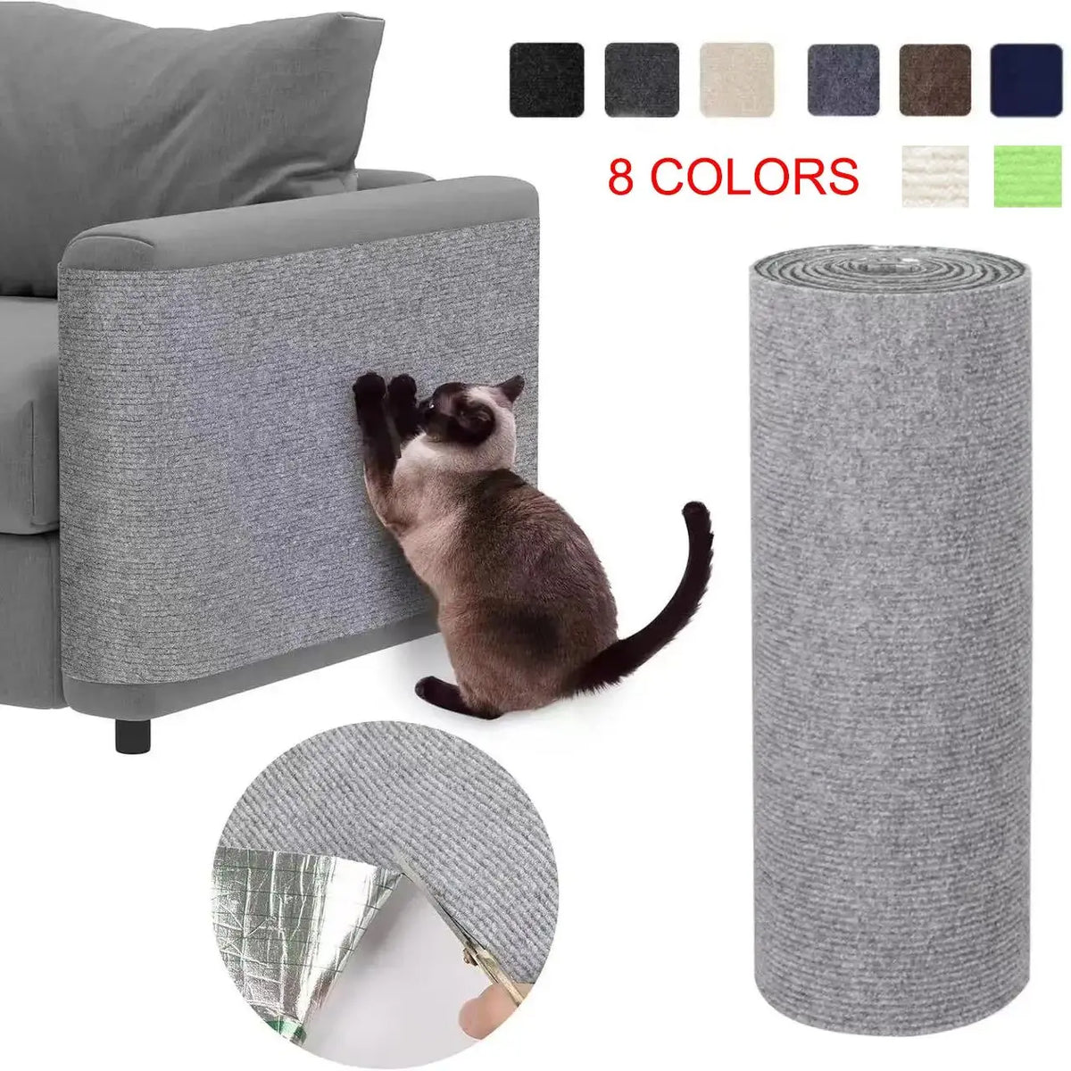 Self-Adhesive Trimmable Cat Scratching Mat for Furniture Protection
