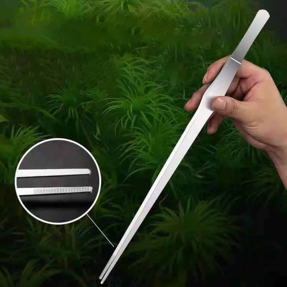 Stainless Steel Aquarium Plant Tweezers with Ergonomic Elbow Design