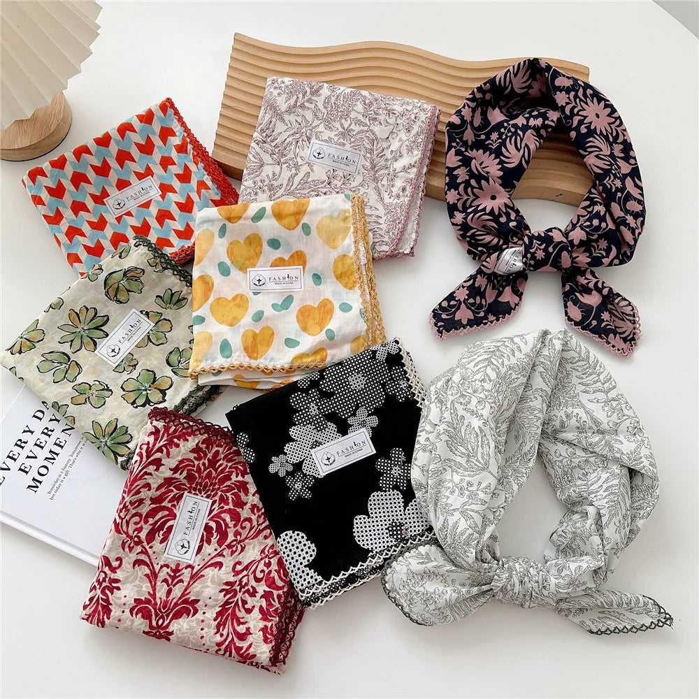 Square Cotton Scarf for Women – Versatile Neck & Hair Accessory