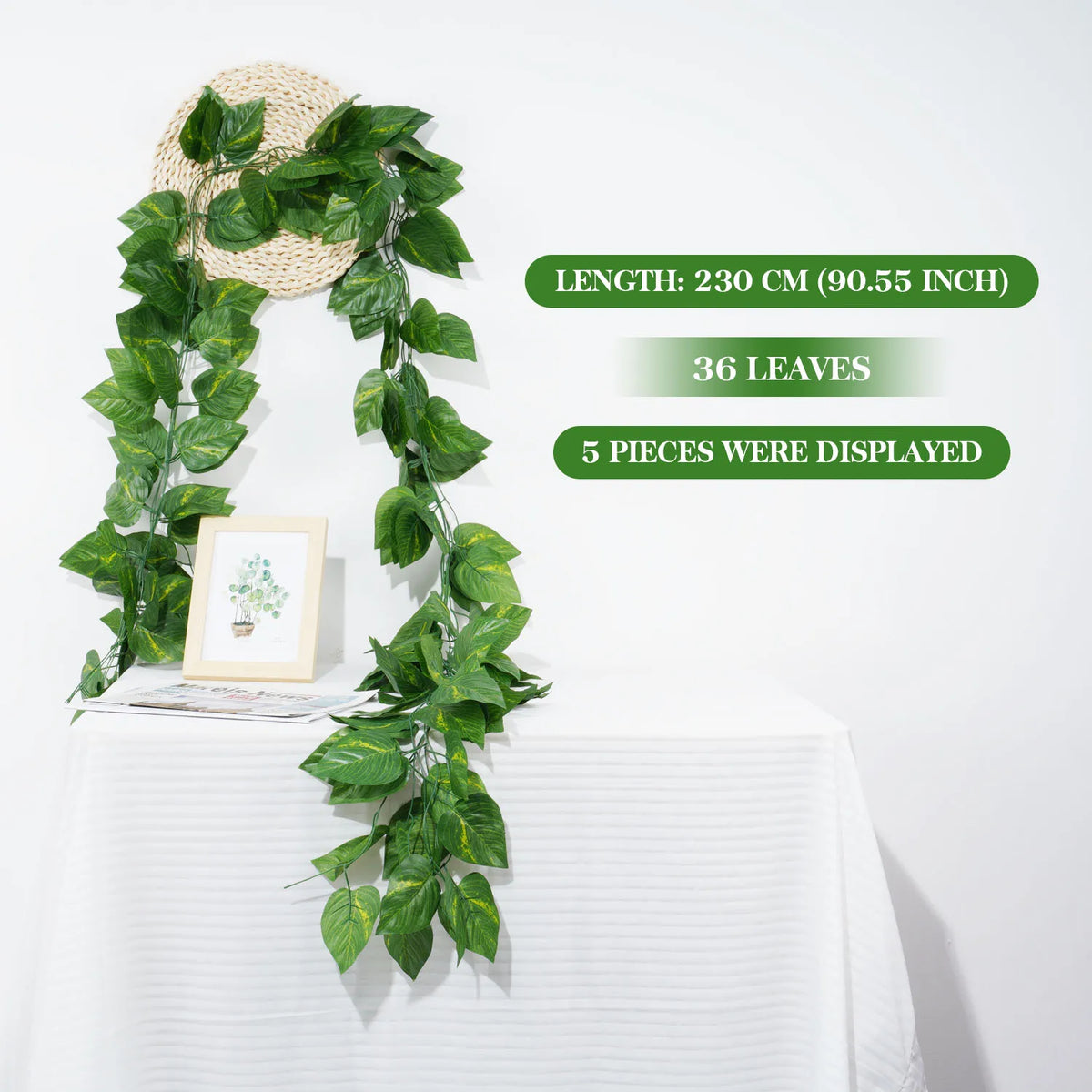 Artificial Ivy Vine Garland – 2.3m Hanging Silk Leaf Decor