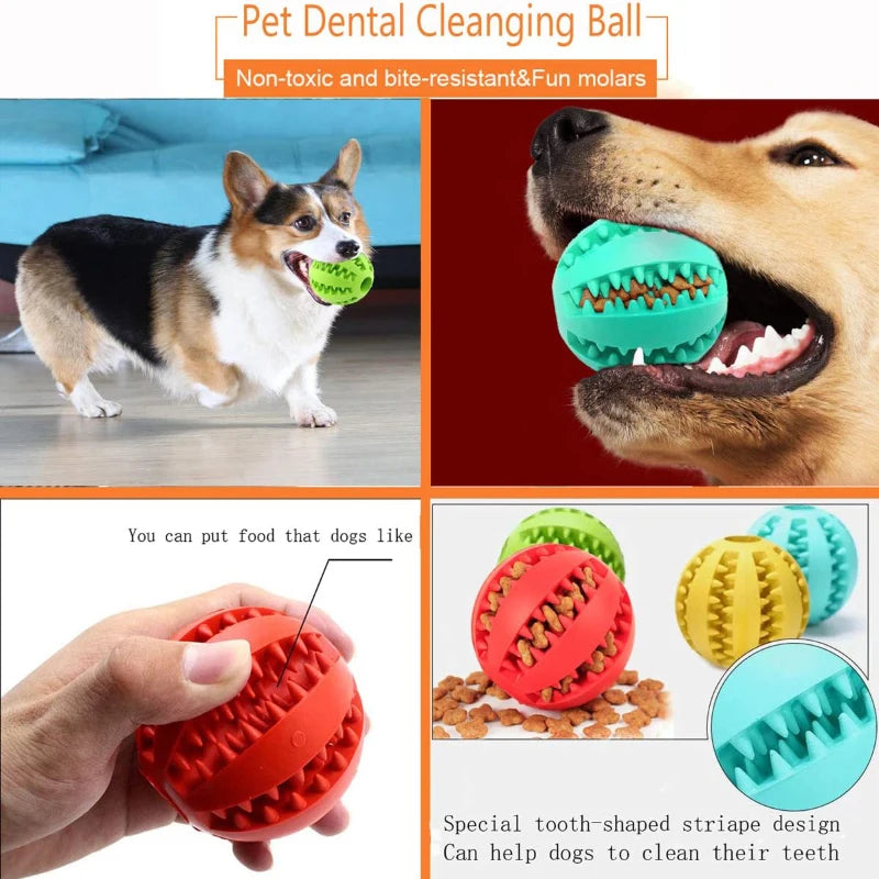 Interactive Rubber Dog Toy Ball with Treat Dispenser