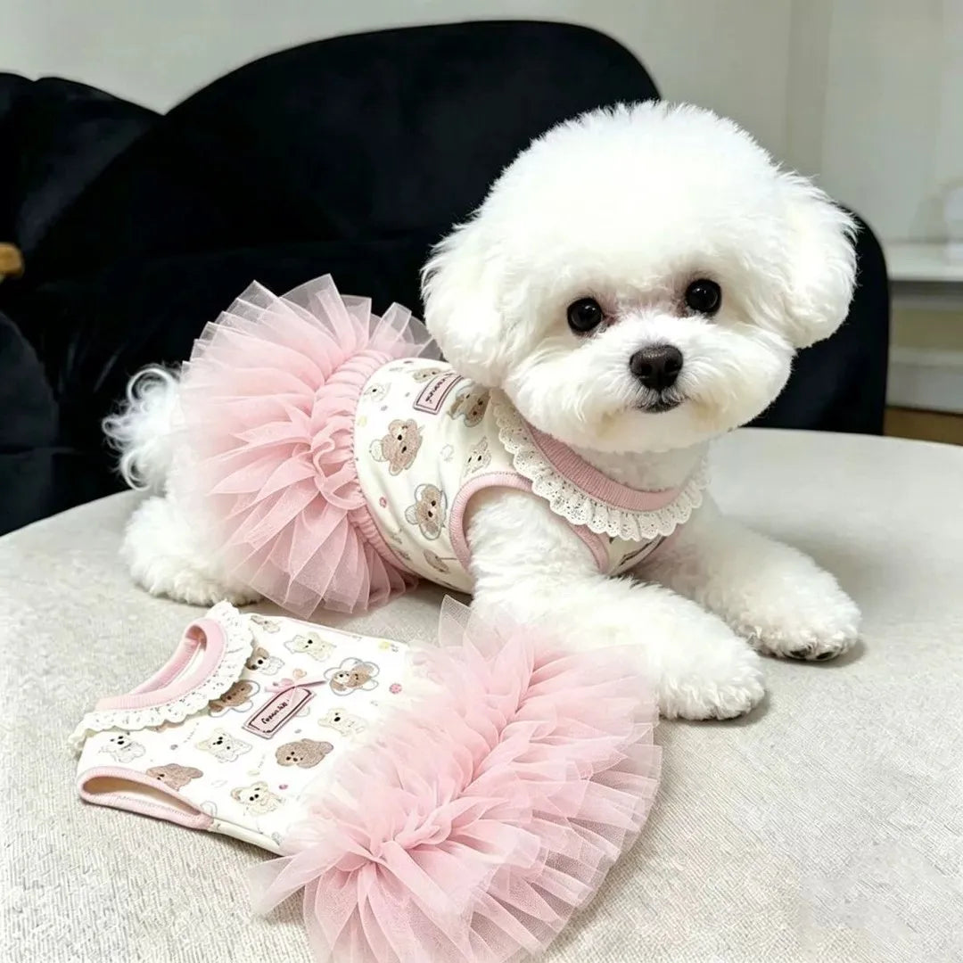 Cute Bow Pet Dress for Small Dogs – Breathable Summer Skirt